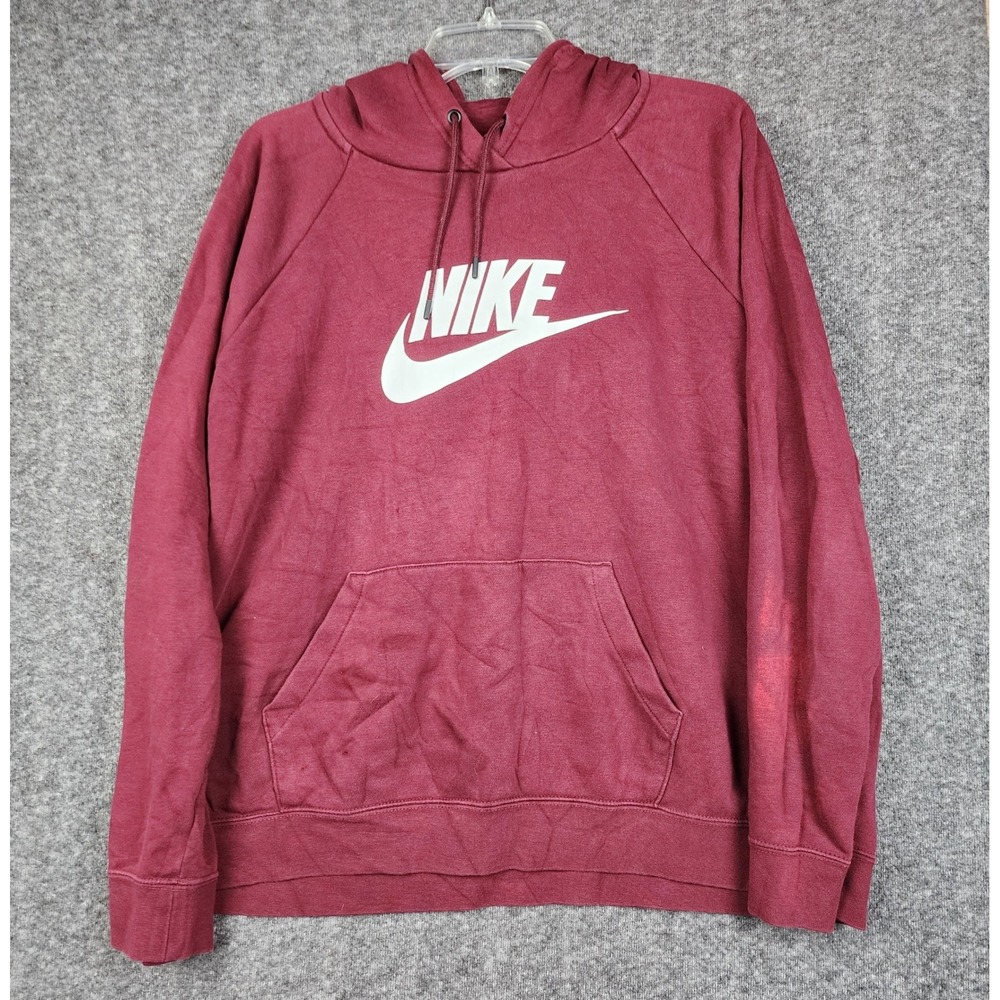 Nike Hoodie Women XL Burgundy Sportswear‎ Futura Logo Pullover Sweatshirt